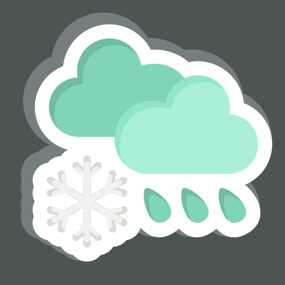 pegatina nube cubrir y precipitación. relacionado a clima cambio símbolo. sencillo diseño editable. sencillo ilustración vector