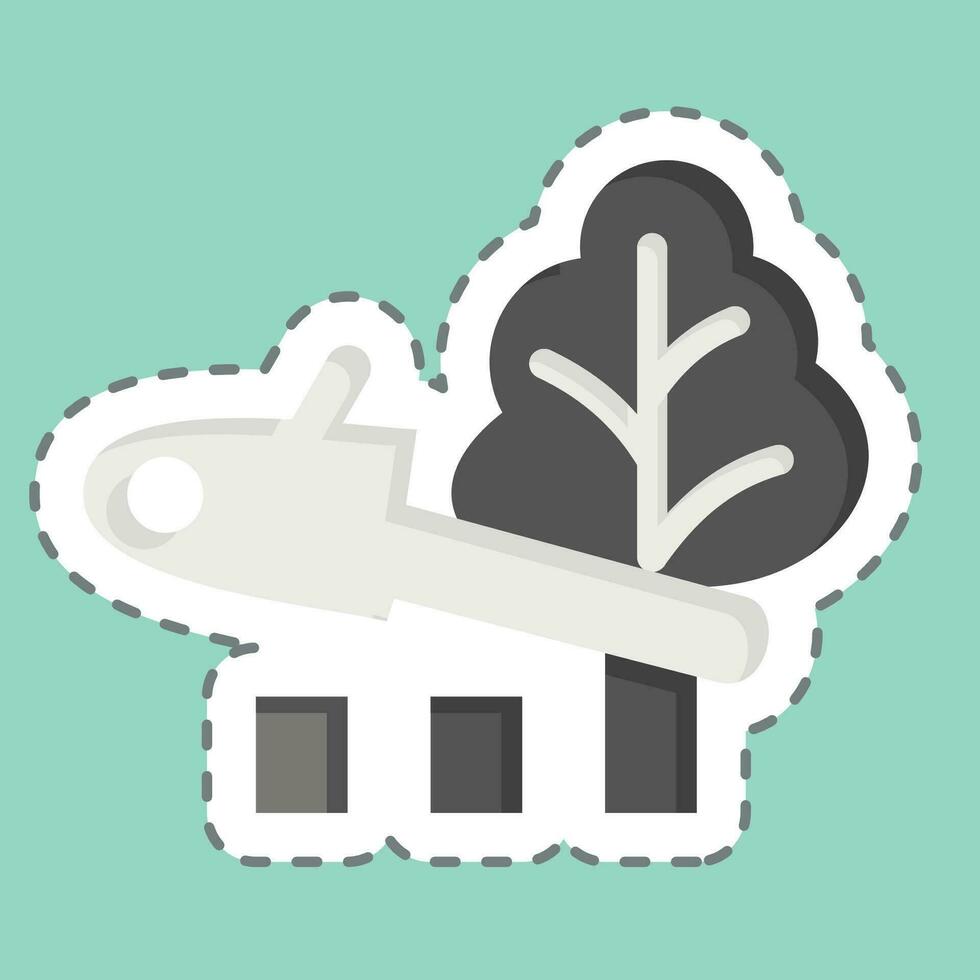 Sticker line cut Deforestation. related to Climate Change symbol. simple design editable. simple illustration vector
