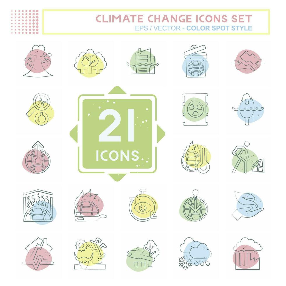 Icon Set Climate Change. related to Science symbol. Color Spot Style. simple design editable. simple illustration vector