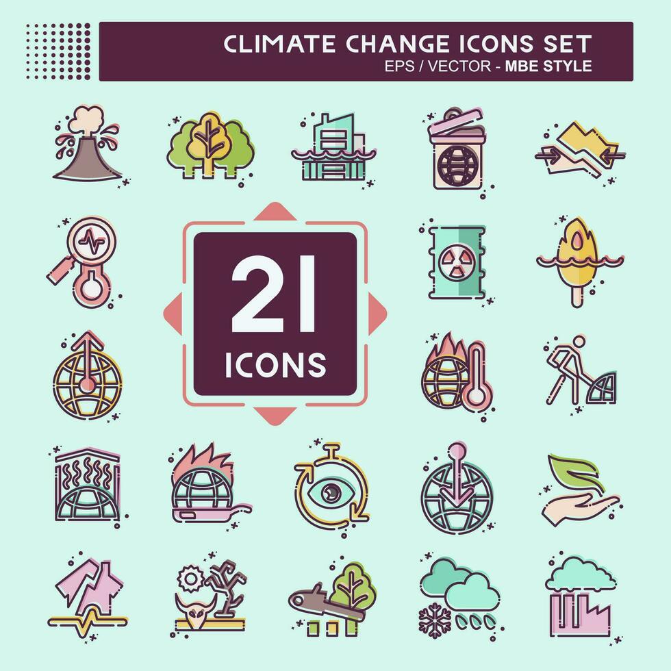 Icon Set Climate Change. related to Science symbol. MBE style. simple design editable. simple illustration vector