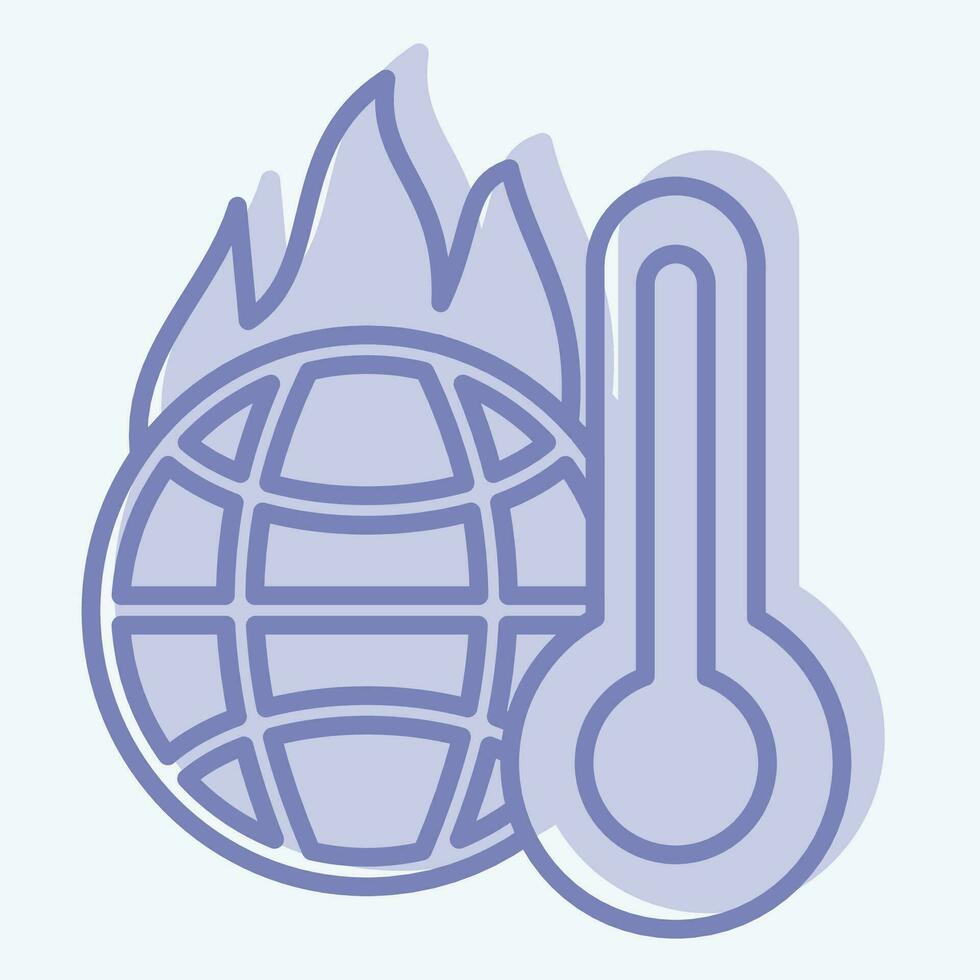 Icon Increasing Temperature. related to Climate Change symbol. two tone style. simple design editable. simple illustration vector