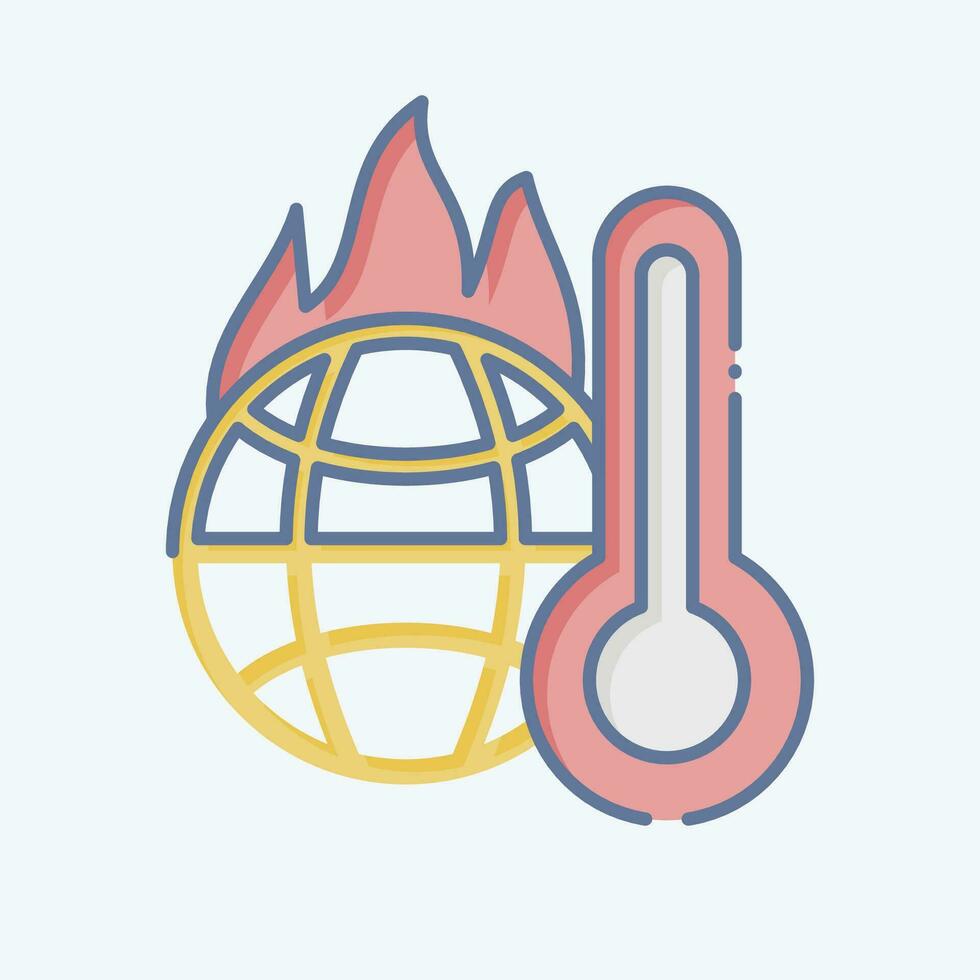 Icon Increasing Temperature. related to Climate Change symbol. doodle style. simple design editable. simple illustration vector