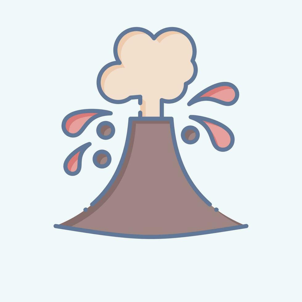 Icon Volcanic Eruptions. related to Climate Change symbol. doodle style. simple design editable. simple illustration vector