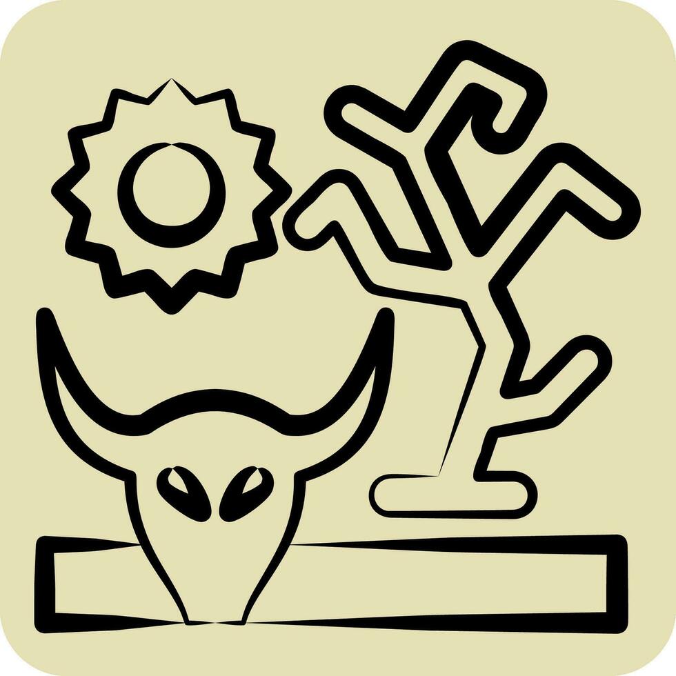Icon Drought. related to Climate Change symbol. hand drawn style. simple design editable. simple illustration vector