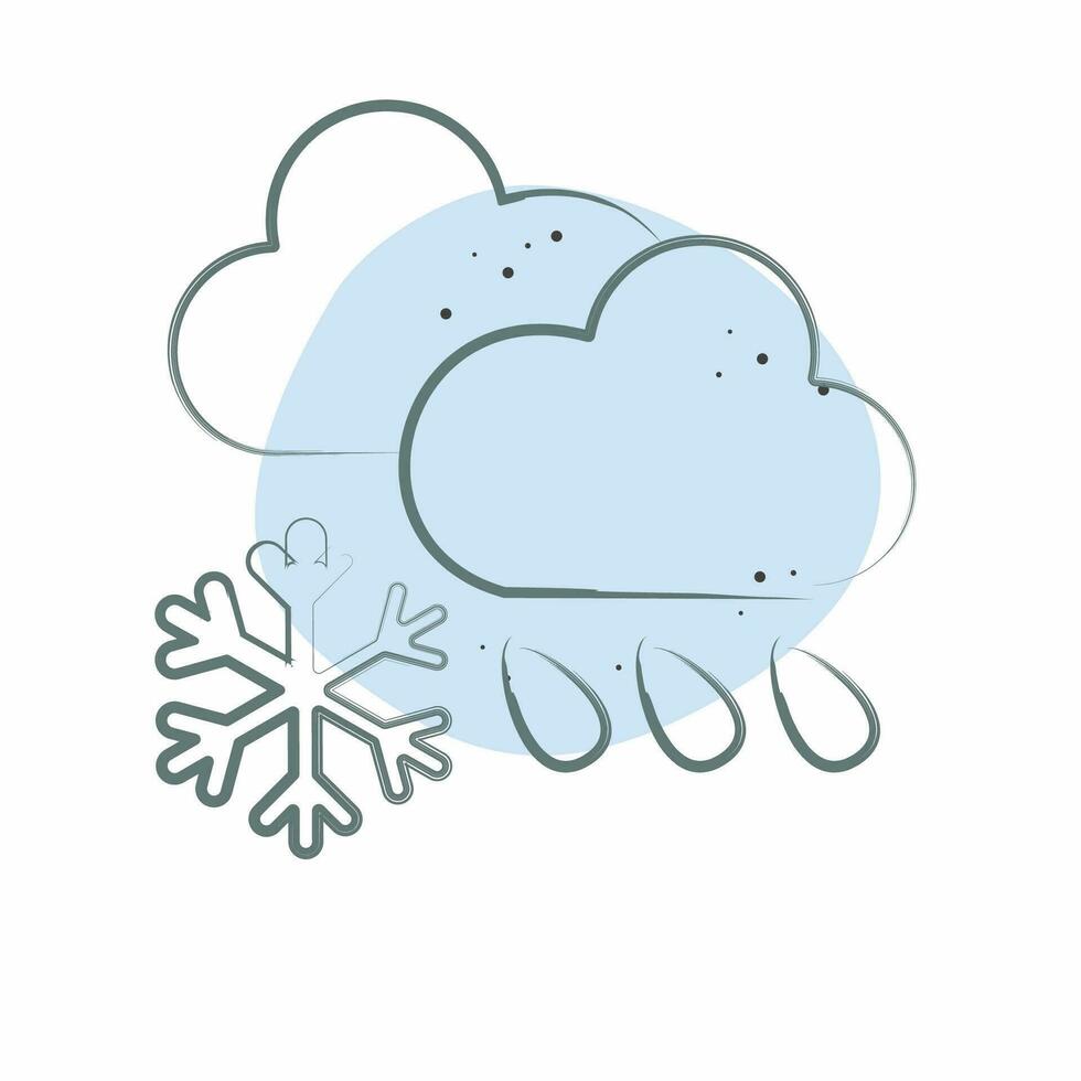 icono nube cubrir y precipitación. relacionado a clima cambio símbolo. color Mancha estilo. sencillo diseño editable. sencillo ilustración vector