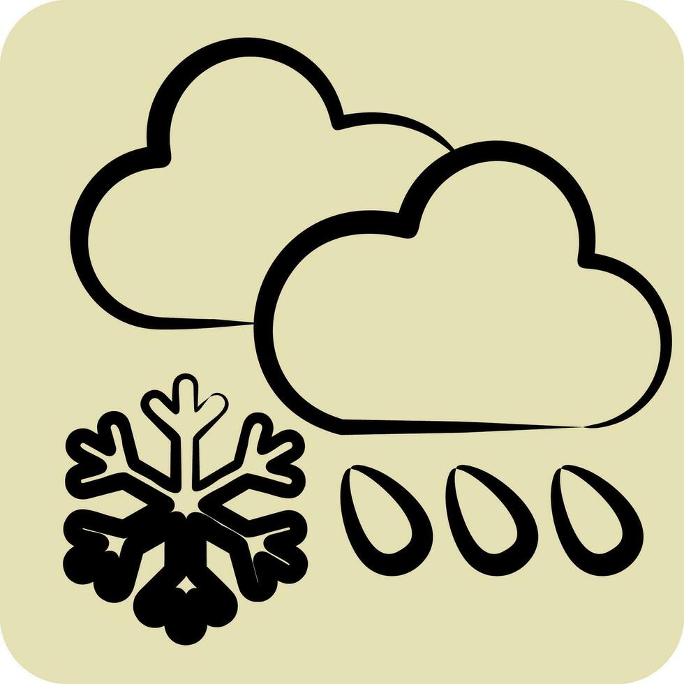 Icon Cloud Cover and Precipitation. related to Climate Change symbol. hand drawn style. simple design editable. simple illustration vector