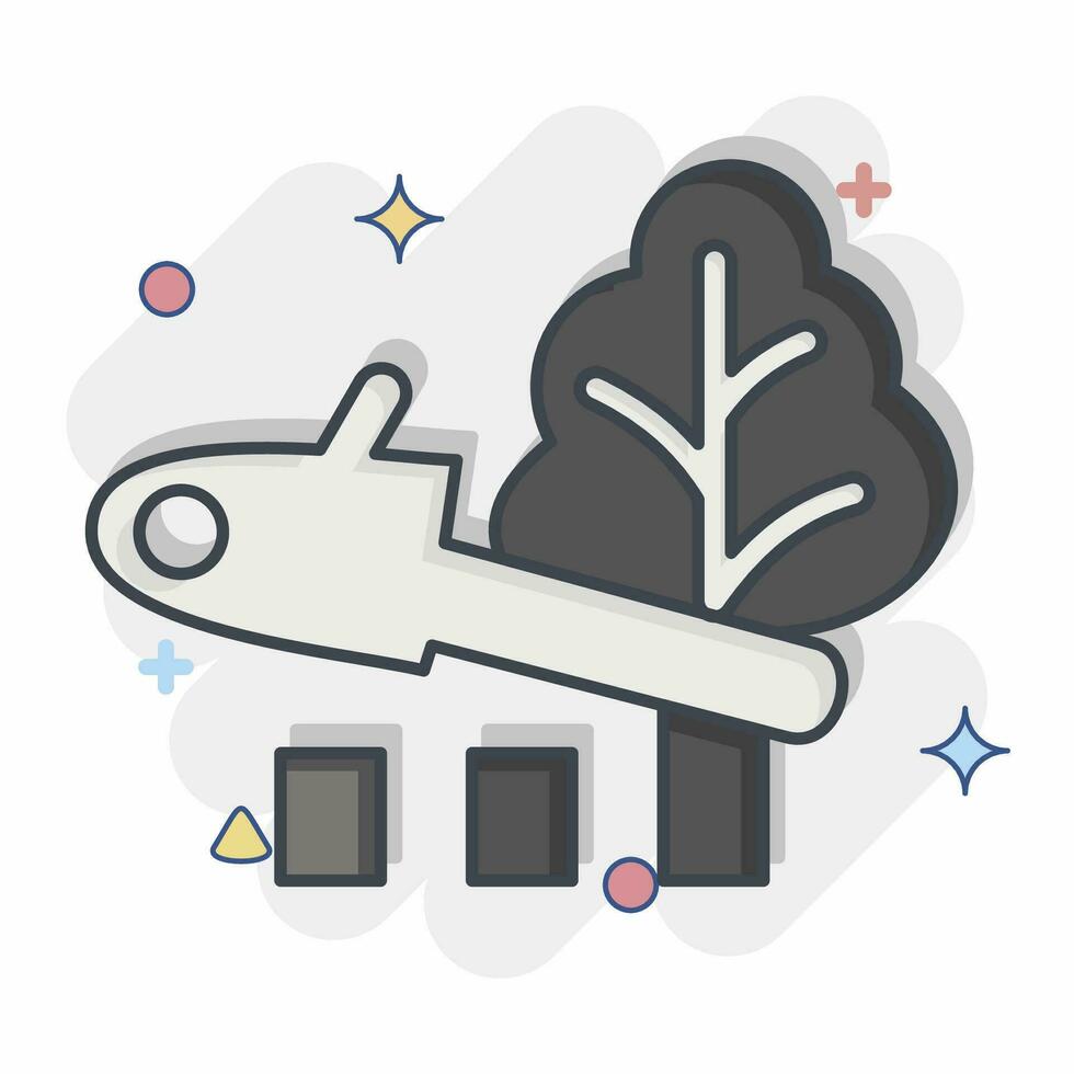Icon Deforestation. related to Climate Change symbol. comic style. simple design editable. simple illustration vector
