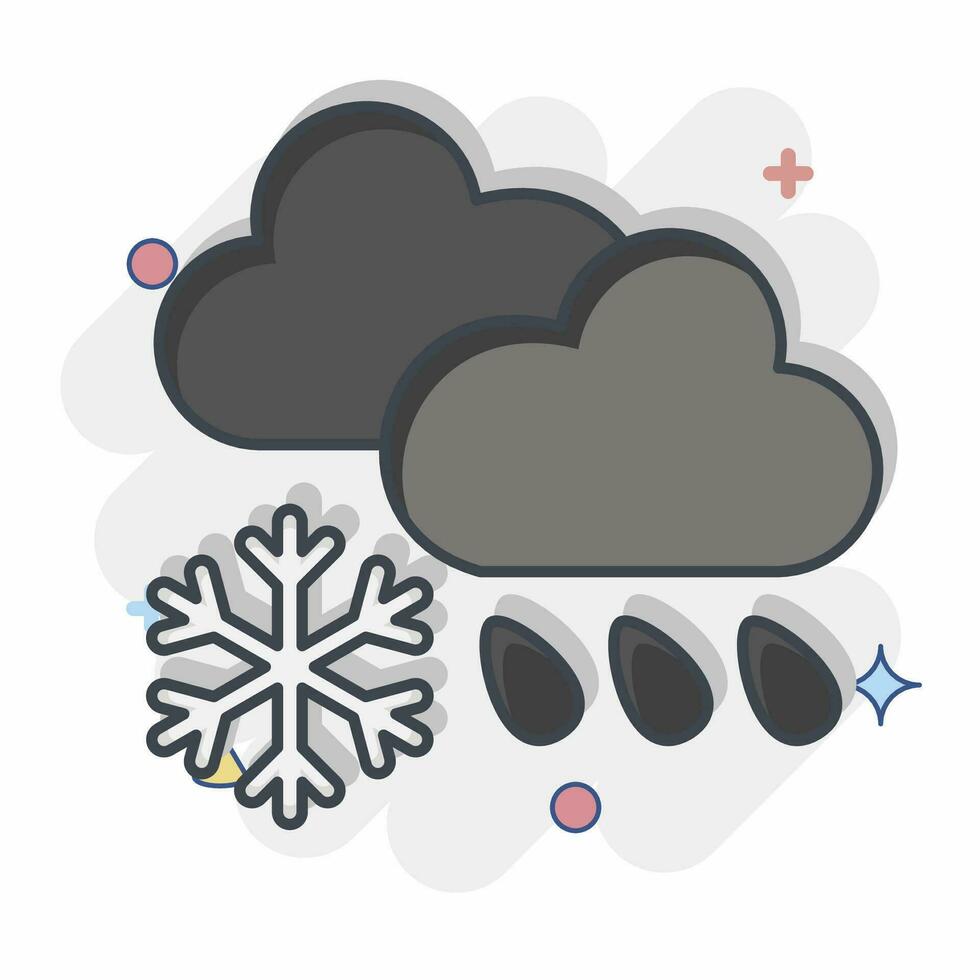 Icon Cloud Cover and Precipitation. related to Climate Change symbol. comic style. simple design editable. simple illustration vector