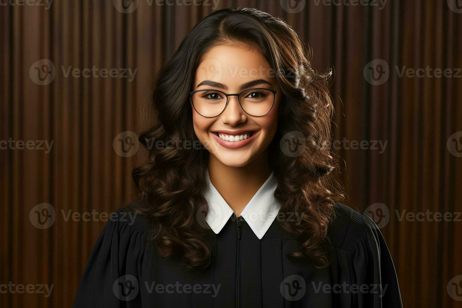 Successful female judge smiling at the camera in a studio photo