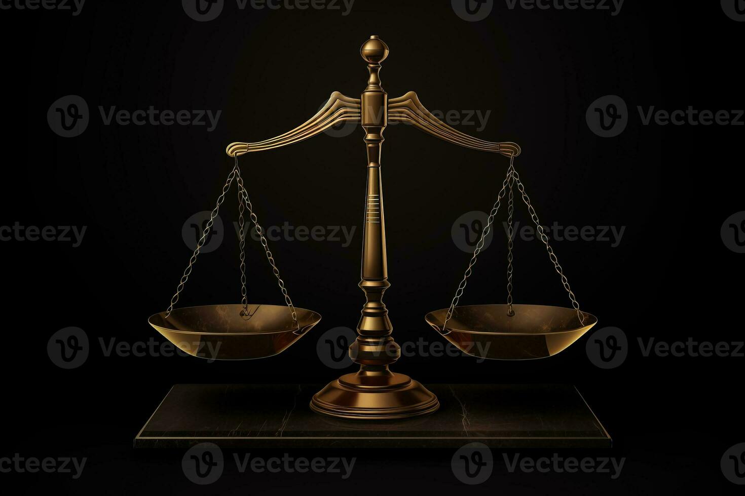 Scale of justice iconic legal symbol isolated on dark background photo