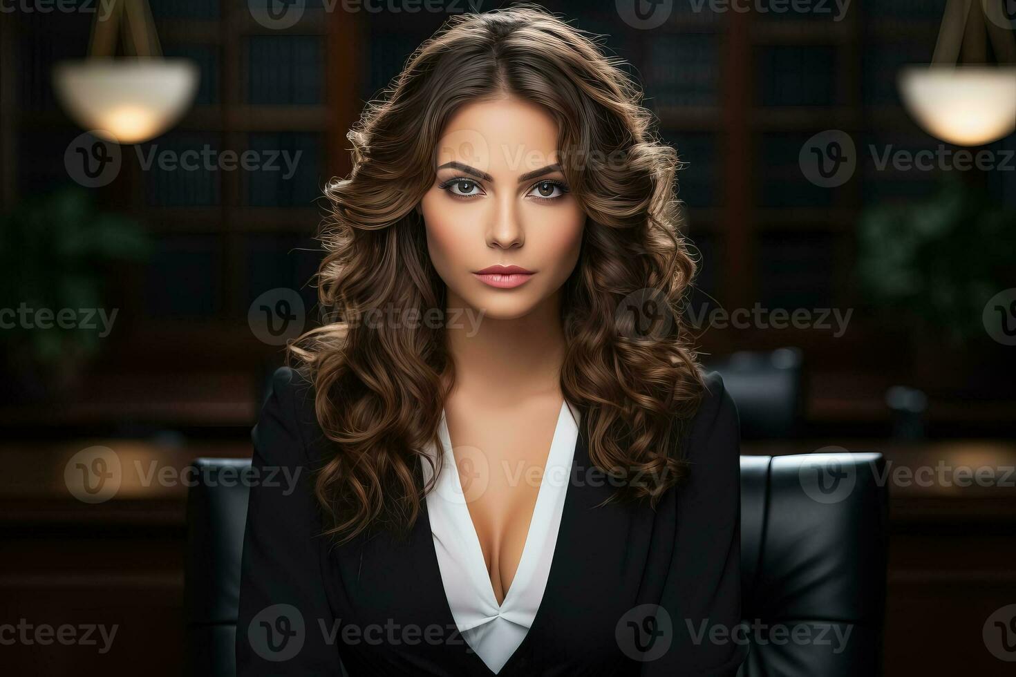 Successful female judge smiling at the camera in a studio photo