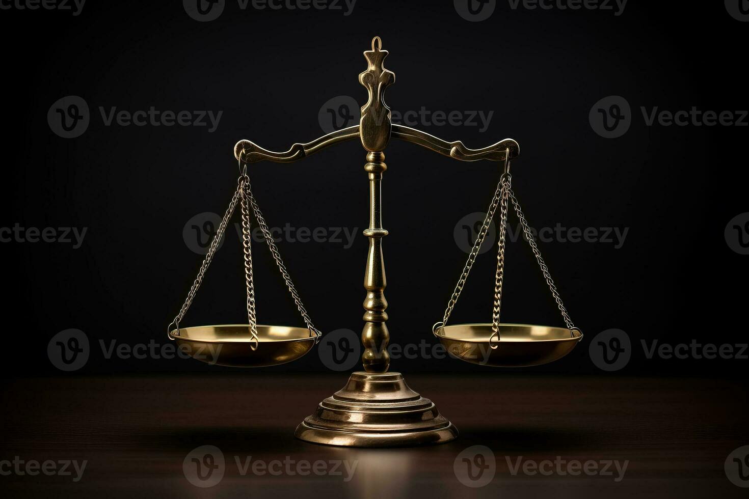 Scale of justice iconic legal symbol isolated on dark background photo