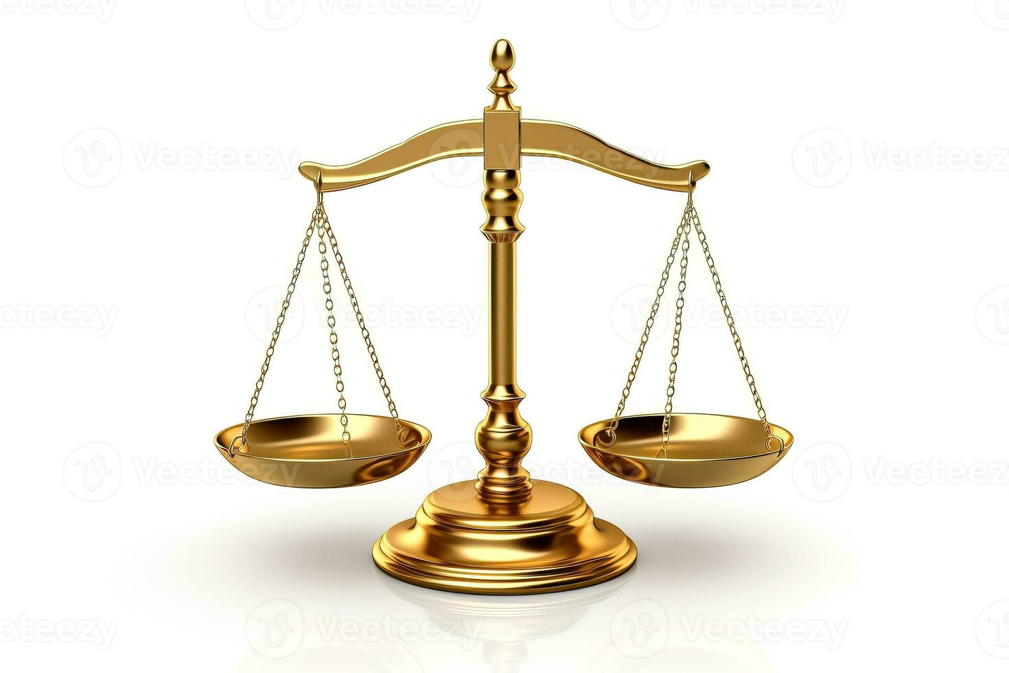 Scale of justice iconic legal symbol isolated on white background photo
