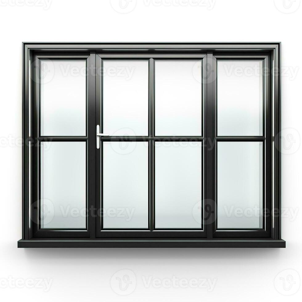 Black metallic window isolated on white background photo