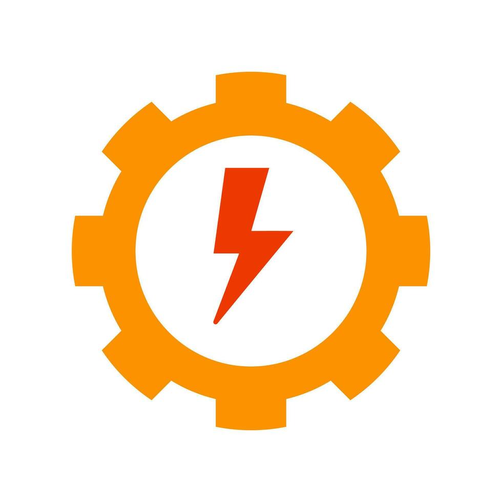 gear energy icon,lightning.isolated editable white background. vector