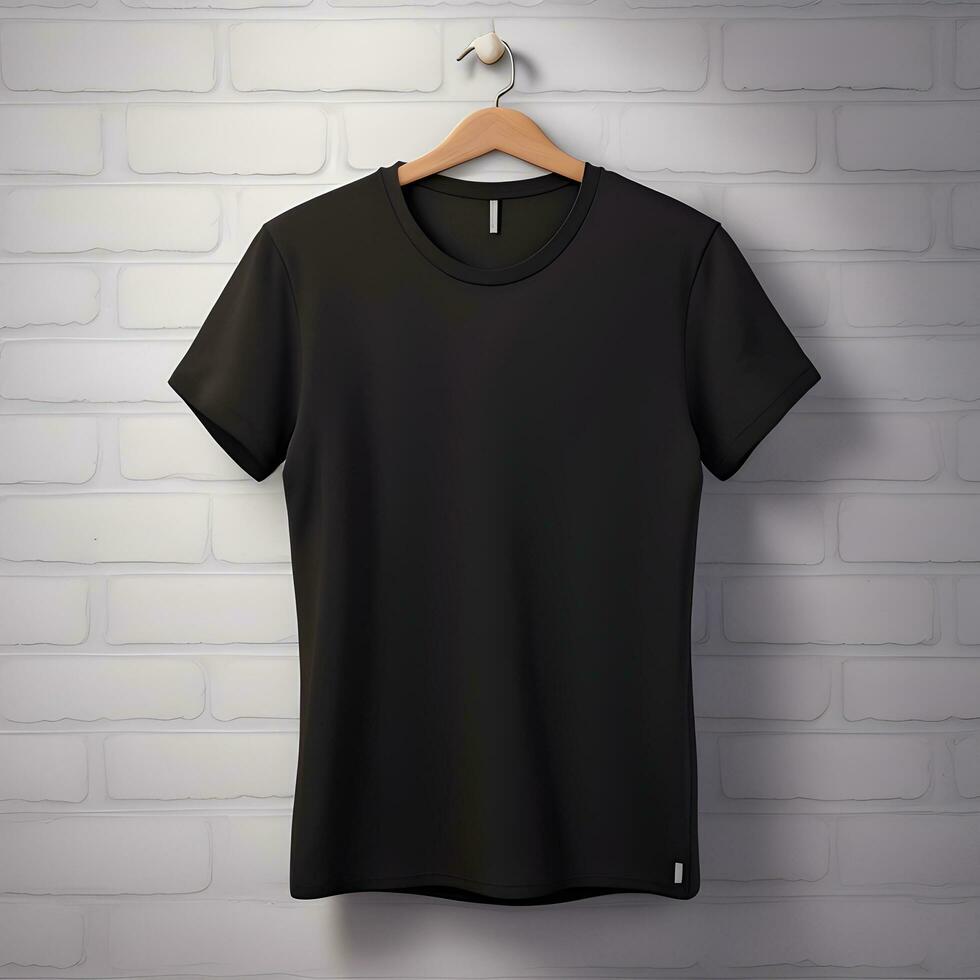 Black T-Shirt Mockup With Brick Background. Ai Generative 27663622 ...