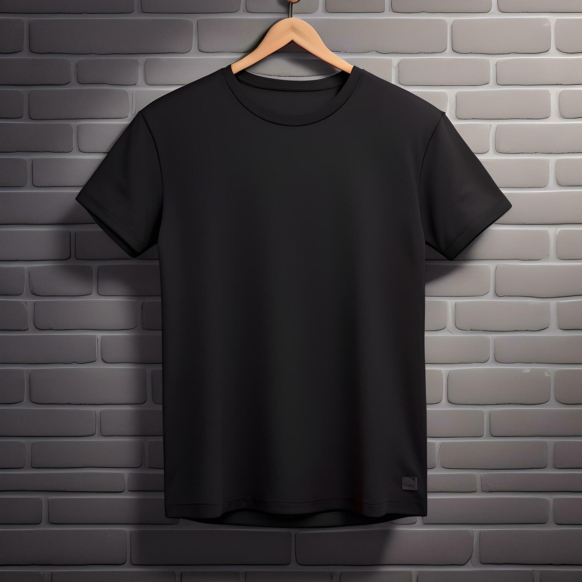 Black T-Shirt Mockup With Brick Background. Ai Generative 27663626 ...