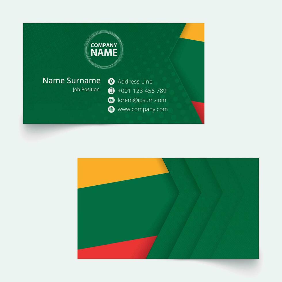 Lithuania Flag Business Card, standard size 90x50 mm business card template. vector