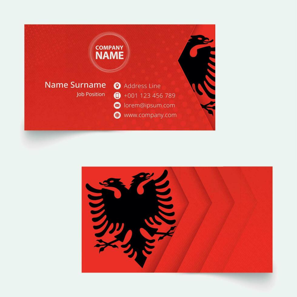Albania Flag Business Card, standard size 90x50 mm business card template. vector