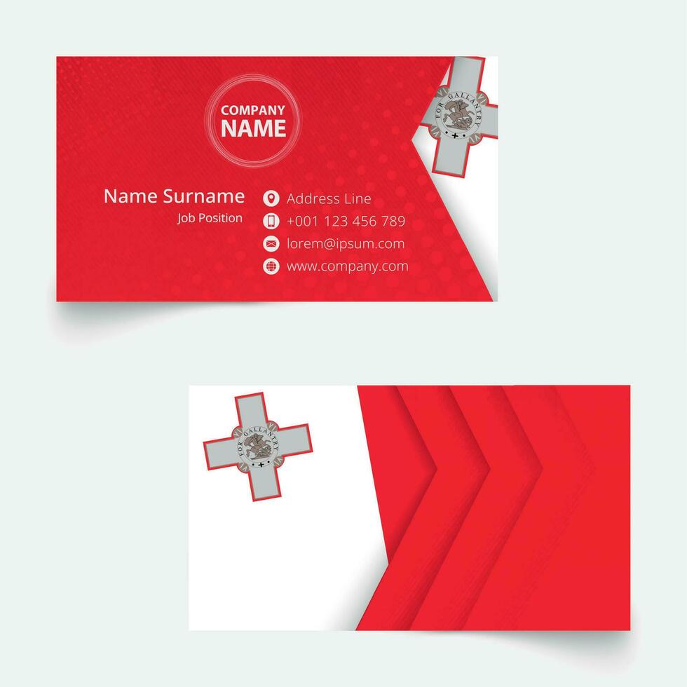 Malta Flag Business Card, standard size 90x50 mm business card template. vector