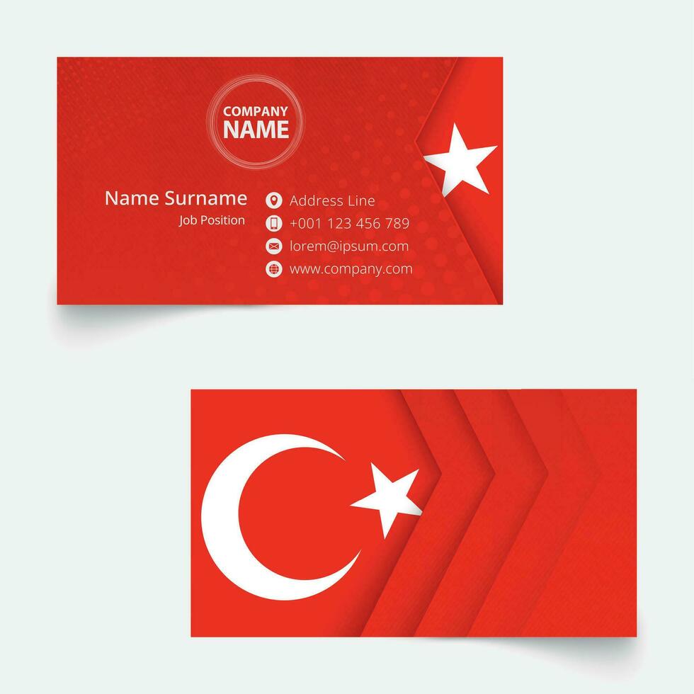 Turkey Flag Business Card, standard size 90x50 mm business card template. vector