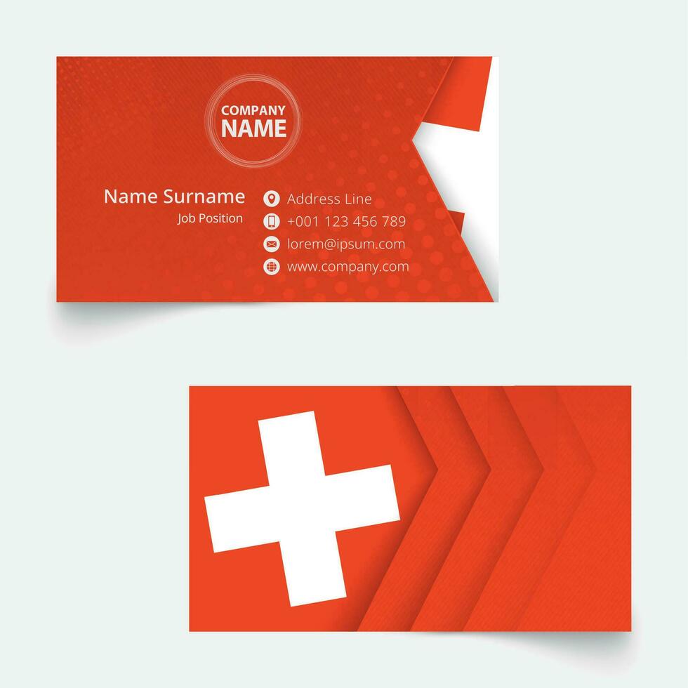 Switzerland Flag Business Card, standard size 90x50 mm business card template. vector