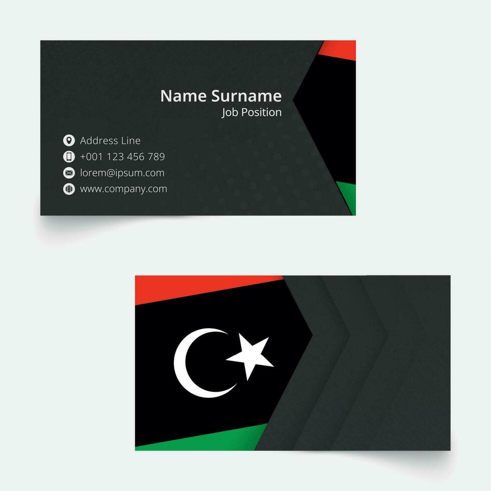 Libya Flag Business Card, standard size 90x50 mm business card template. vector