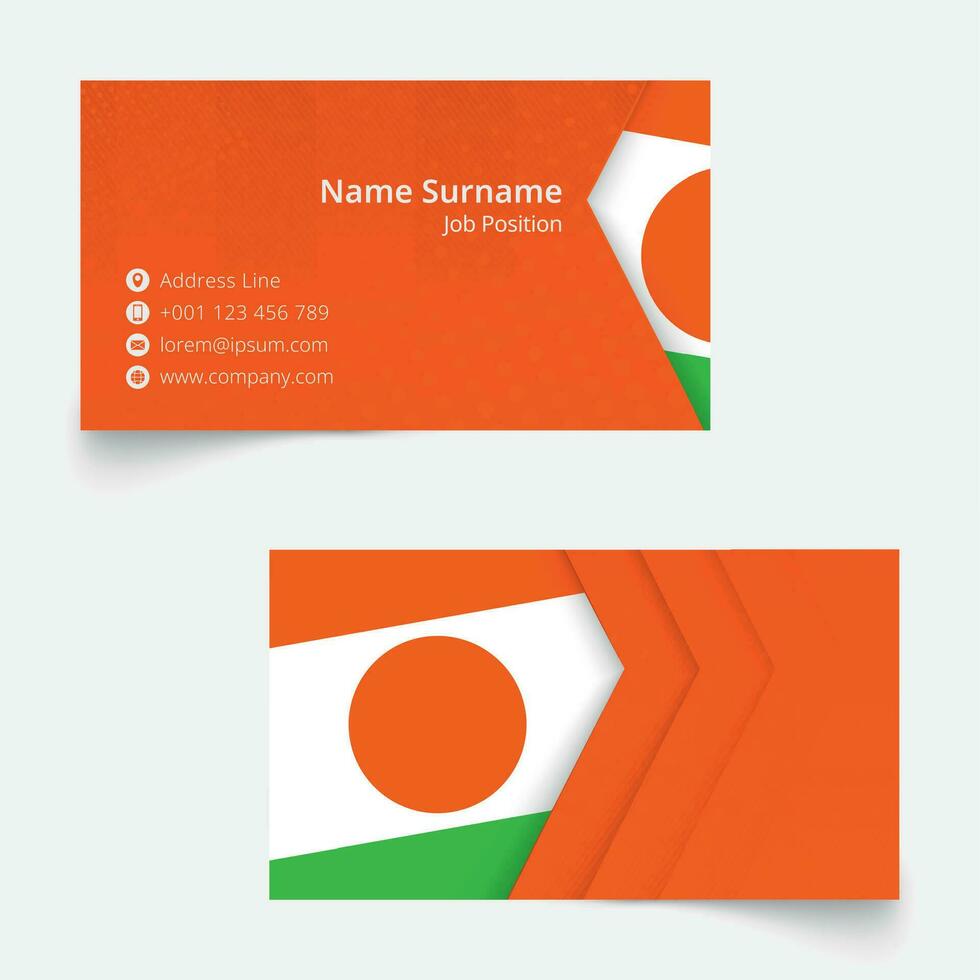 Niger Flag Business Card, standard size 90x50 mm business card template. vector