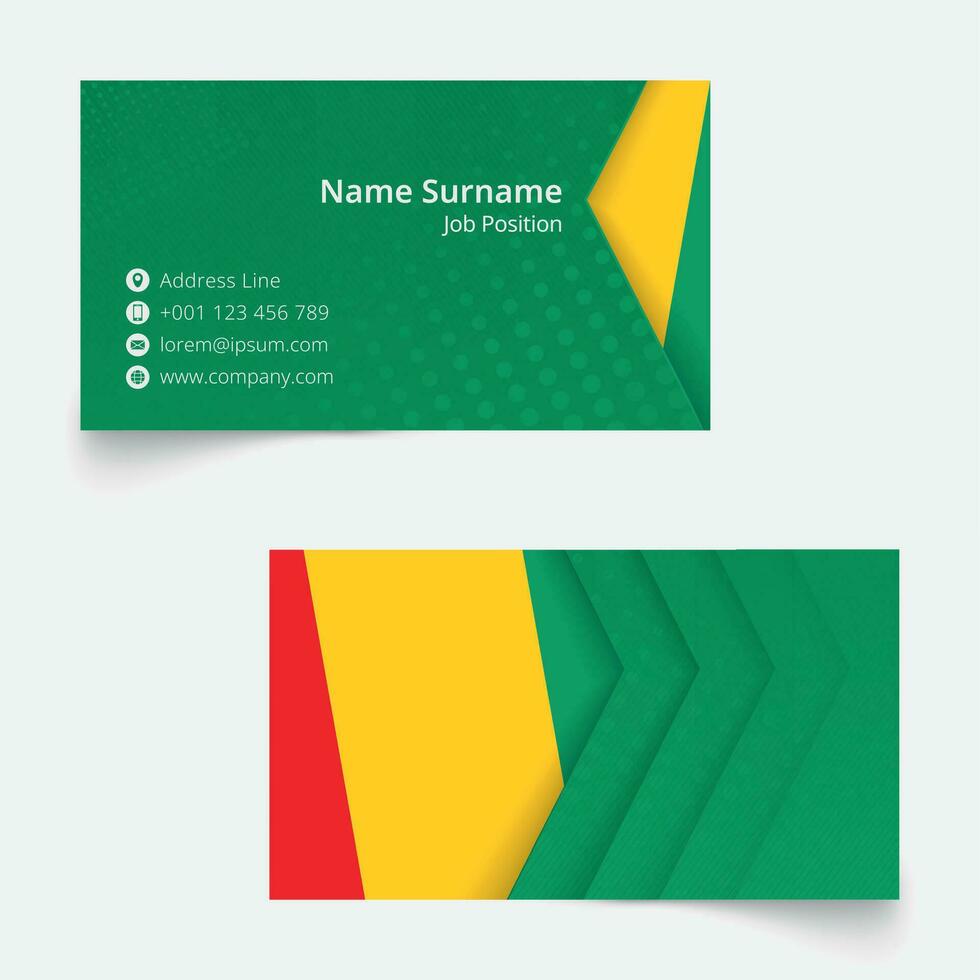 Guinea Flag Business Card, standard size 90x50 mm business card template. vector
