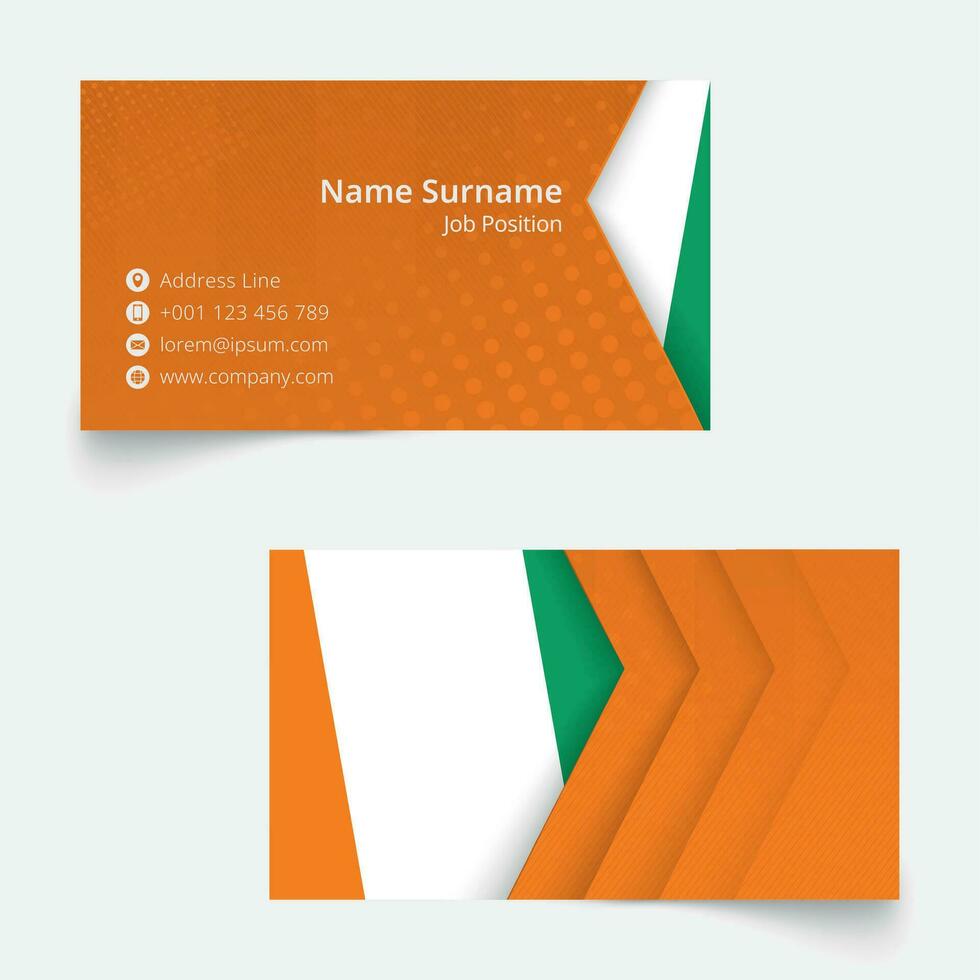 Ivory Coast Flag Business Card, standard size 90x50 mm business card template. vector