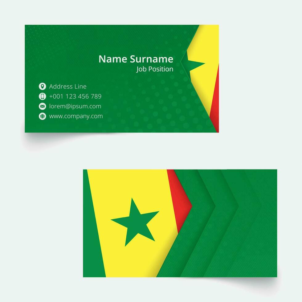 Senegal Flag Business Card, standard size 90x50 mm business card template. vector