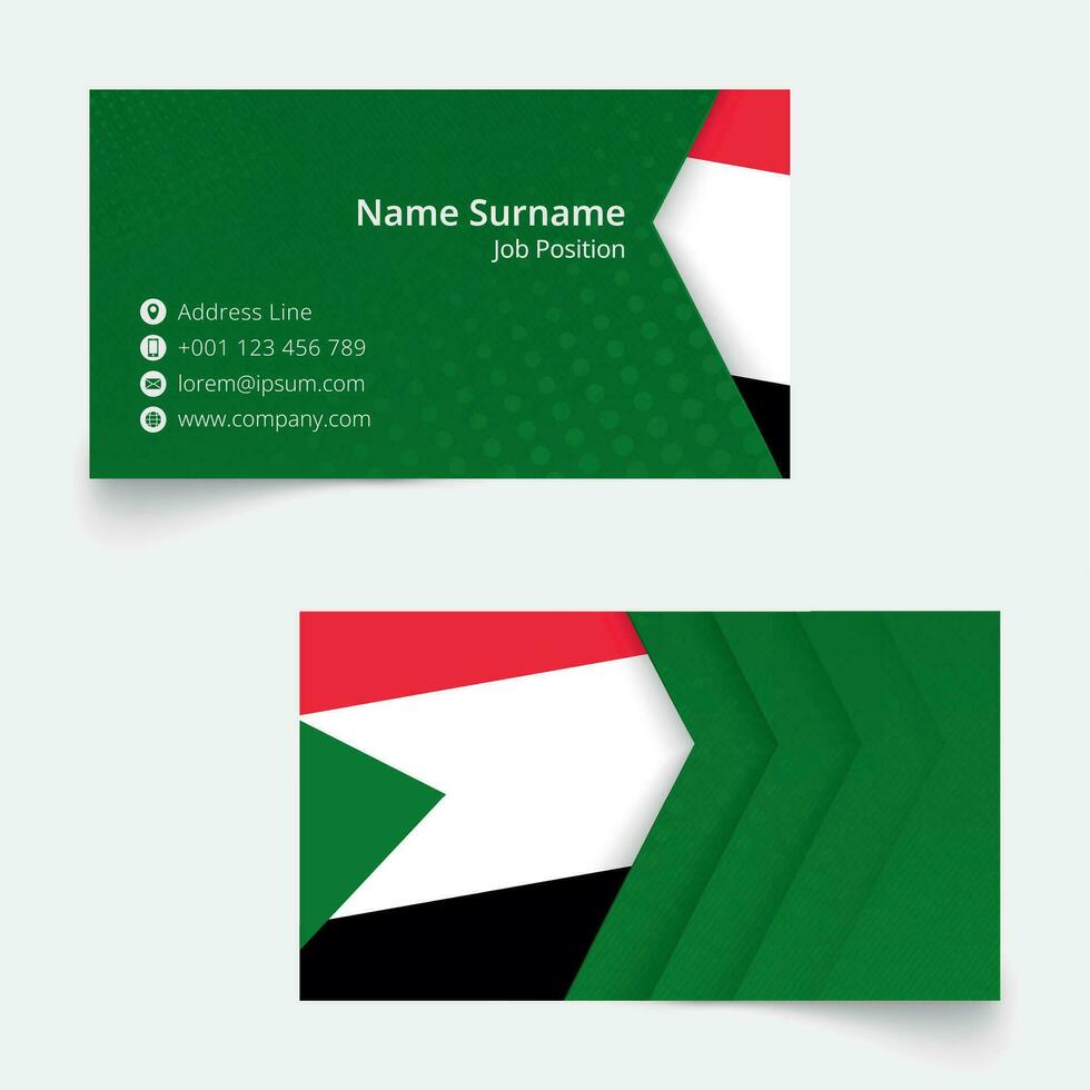 Sudan Flag Business Card, standard size 90x50 mm business card template. vector