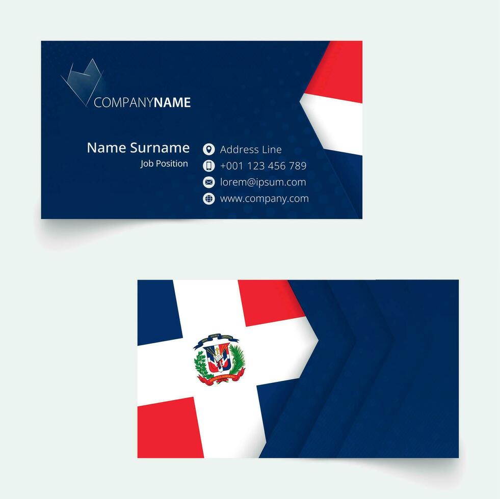 Dominican Republic Flag Business Card, standard size 90x50 mm business card template. vector