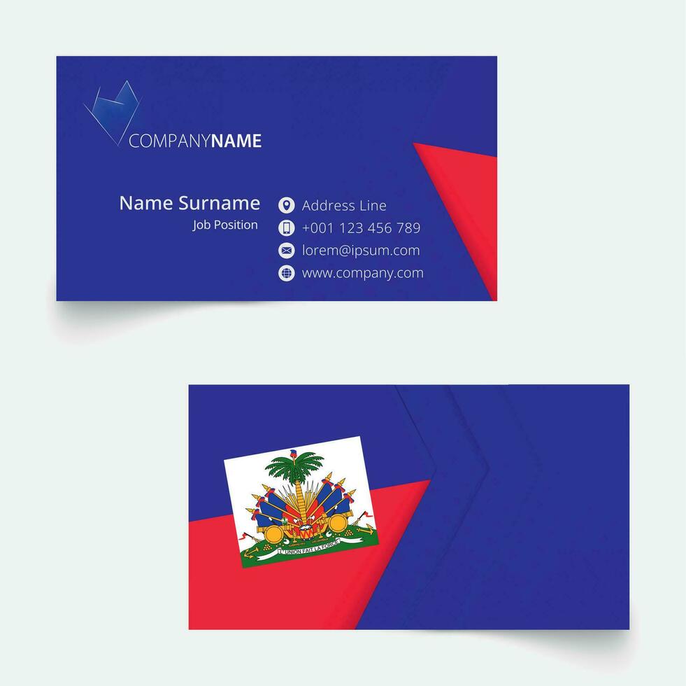 Haiti Flag Business Card, standard size 90x50 mm business card template. vector