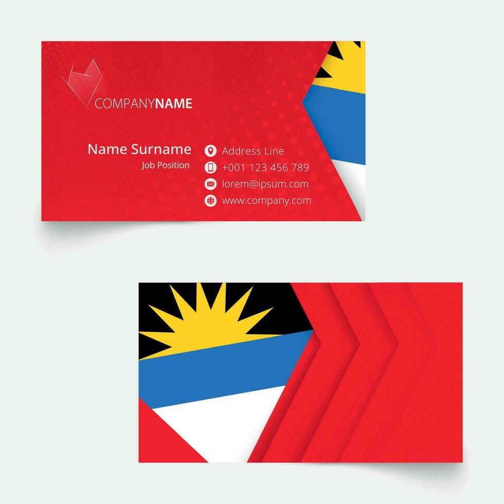 Antigua and Barbuda Flag Business Card, standard size 90x50 mm business card template. vector