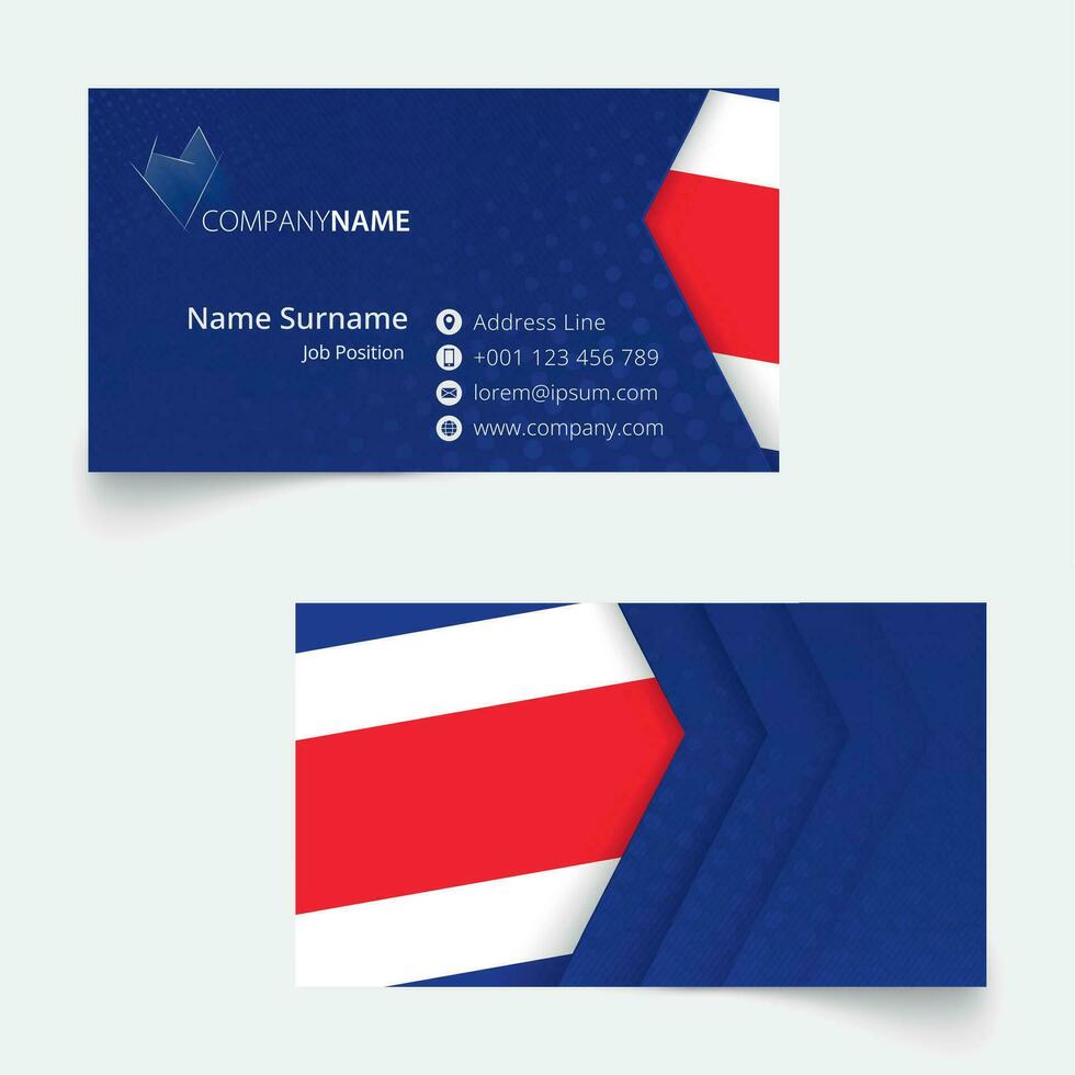 Costa Rica Flag Business Card, standard size 90x50 mm business card template. vector
