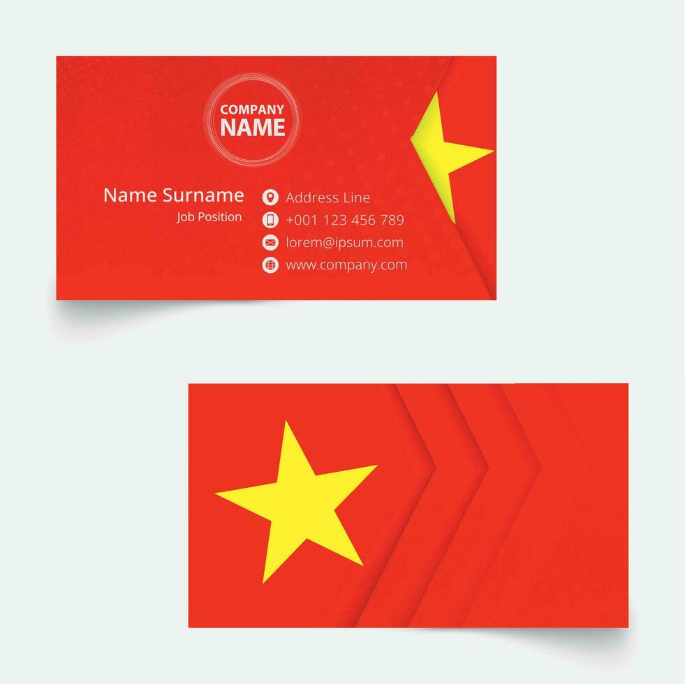 Vietnam Flag Business Card, standard size 90x50 mm business card template. vector