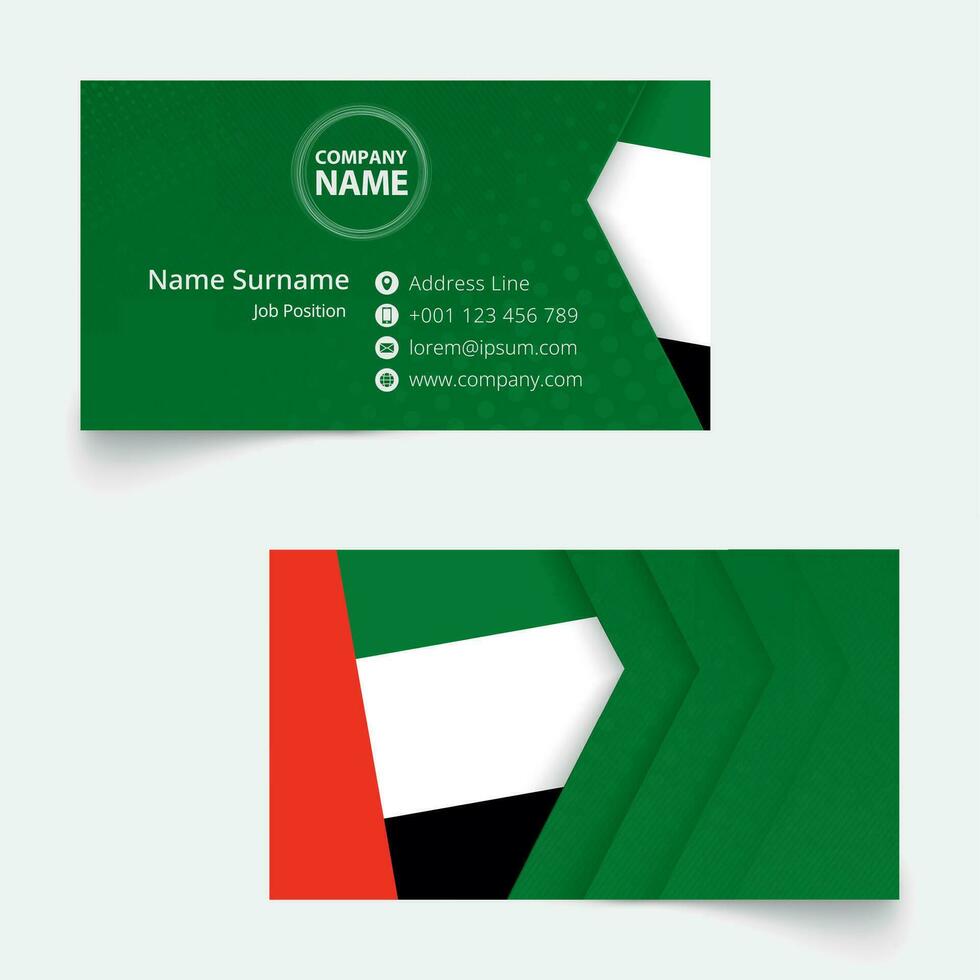 United Arab Emirates Flag Business Card, standard size 90x50 mm business card template. vector