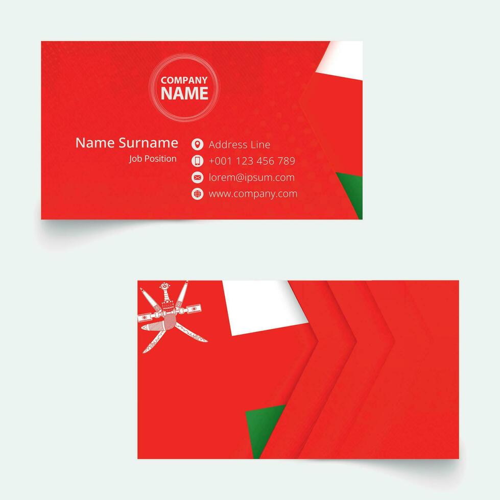 Oman Flag Business Card, standard size 90x50 mm business card template. vector