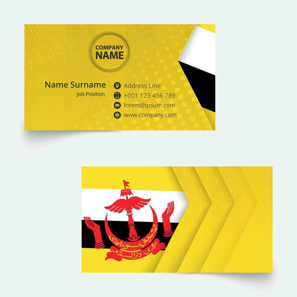 Brunei Flag Business Card, standard size 90x50 mm business card template. vector