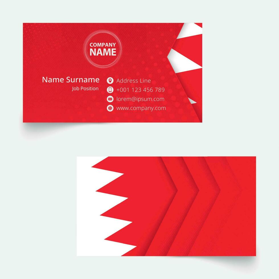 Bahrain Flag Business Card, standard size 90x50 mm business card template. vector
