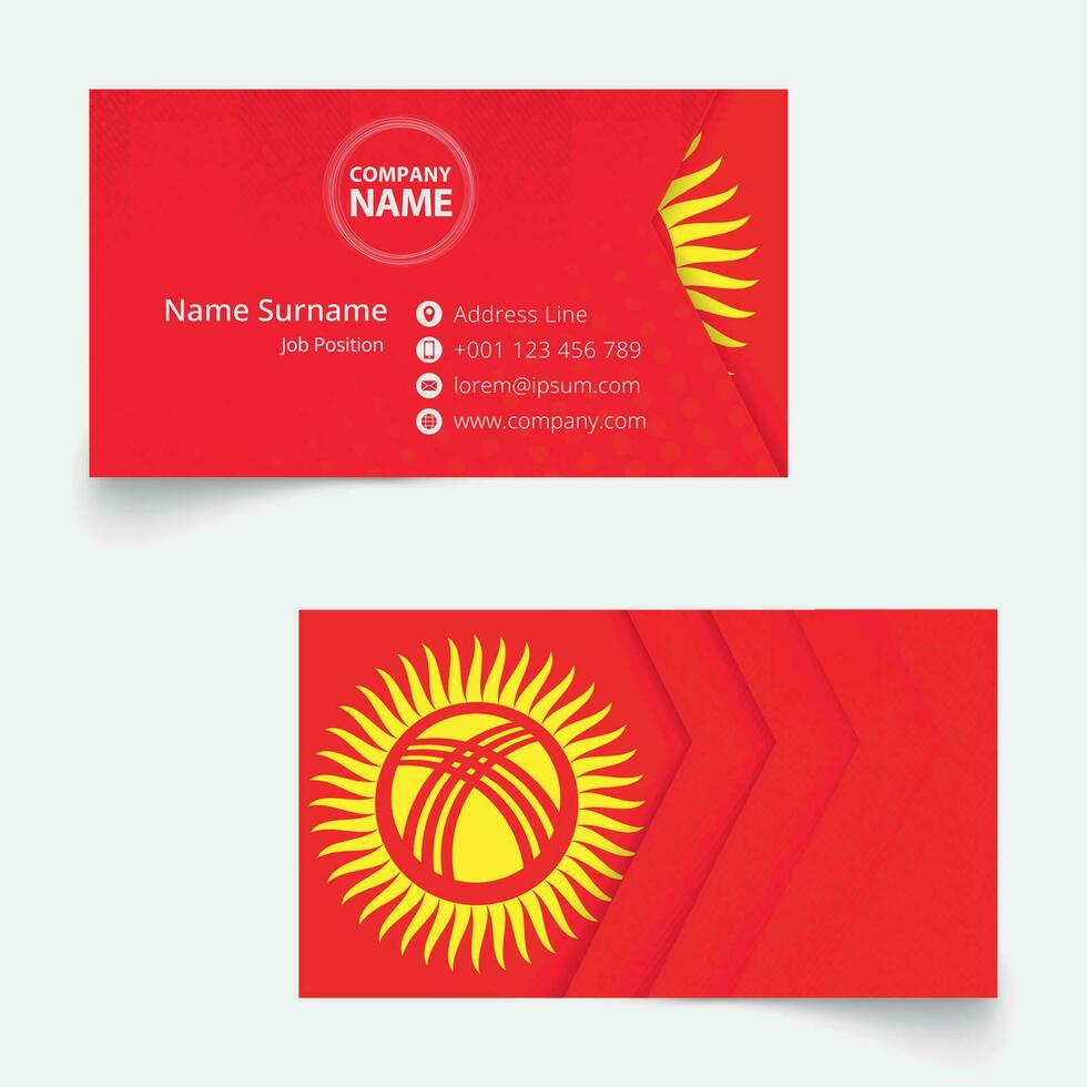 Kyrgyzstan Flag Business Card, standard size 90x50 mm business card template. vector