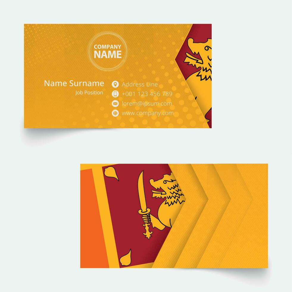 Sri Lanka Flag Business Card, standard size 90x50 mm business card template. vector