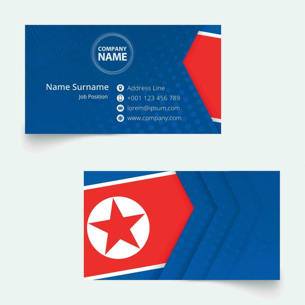 North Korea Flag Business Card, standard size 90x50 mm business card template. vector