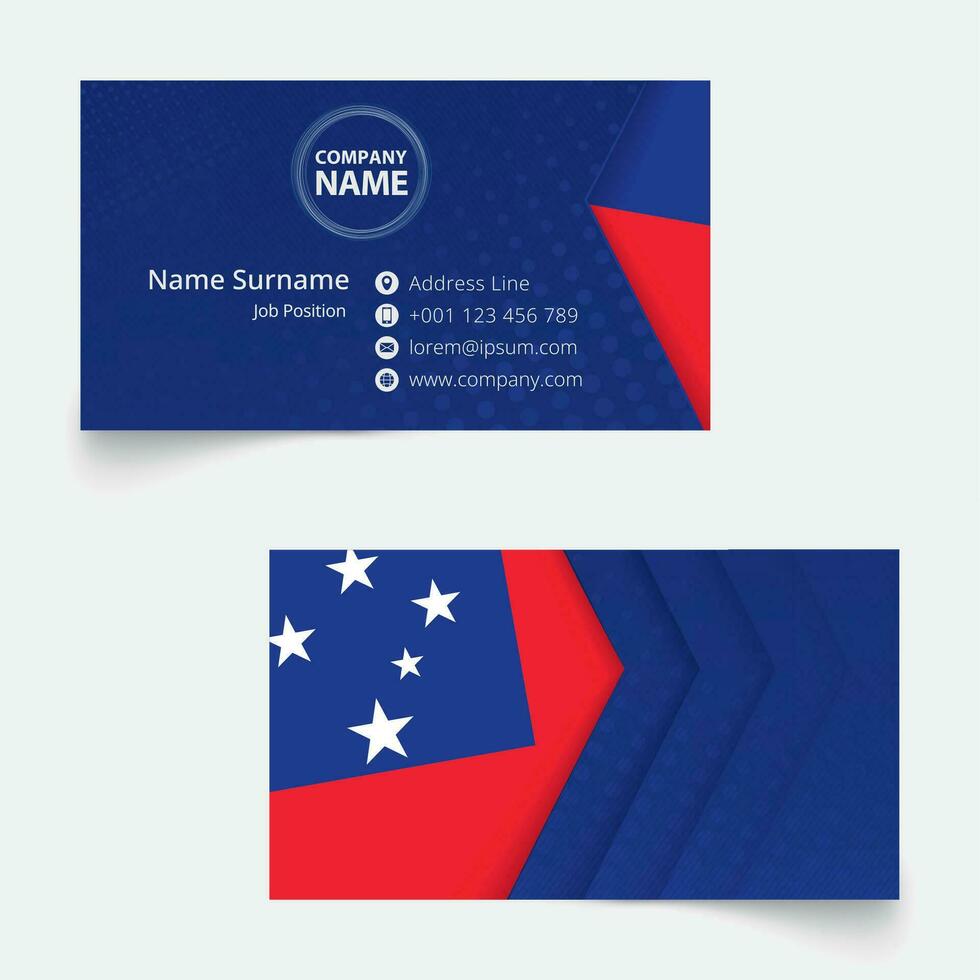 Samoa Flag Business Card, standard size 90x50 mm business card template. vector