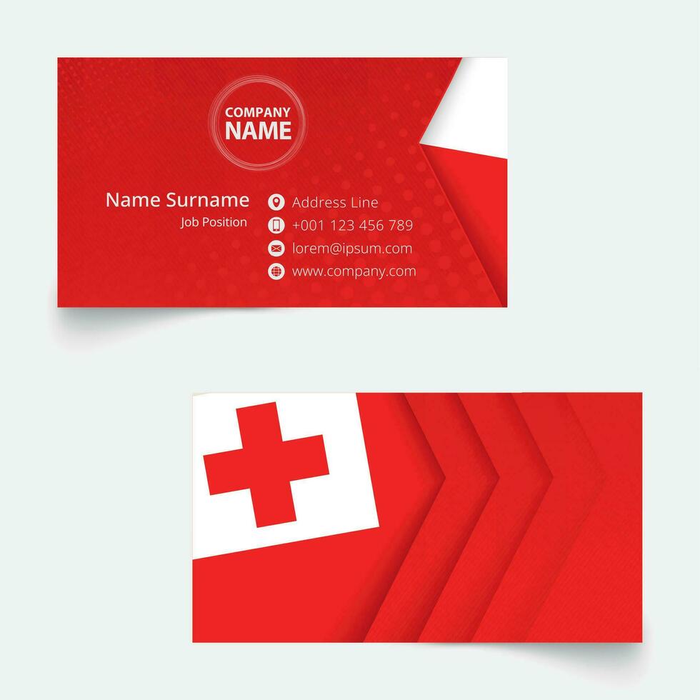 Tonga Flag Business Card, standard size 90x50 mm business card template. vector