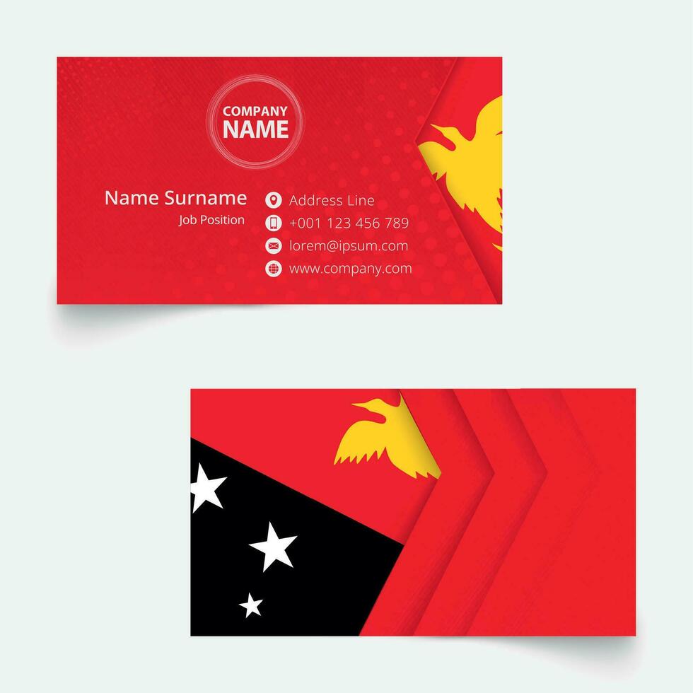 Papua New Guinea Flag Business Card, standard size 90x50 mm business card template. vector