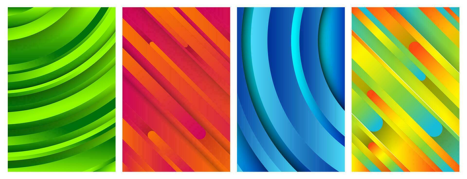 Abstract trendy geometric backgrounds. Stories banner design. Set of four beautiful futuristic dynamic pattern design. Vector illustration