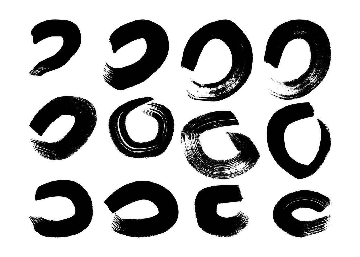 Black grunge brush strokes in circle form vector