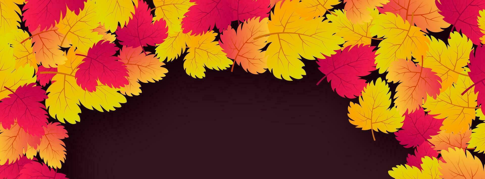 Autumn background with maple yellow leaves and place for text. Banner design for fall season banner or poster. Vector illustration